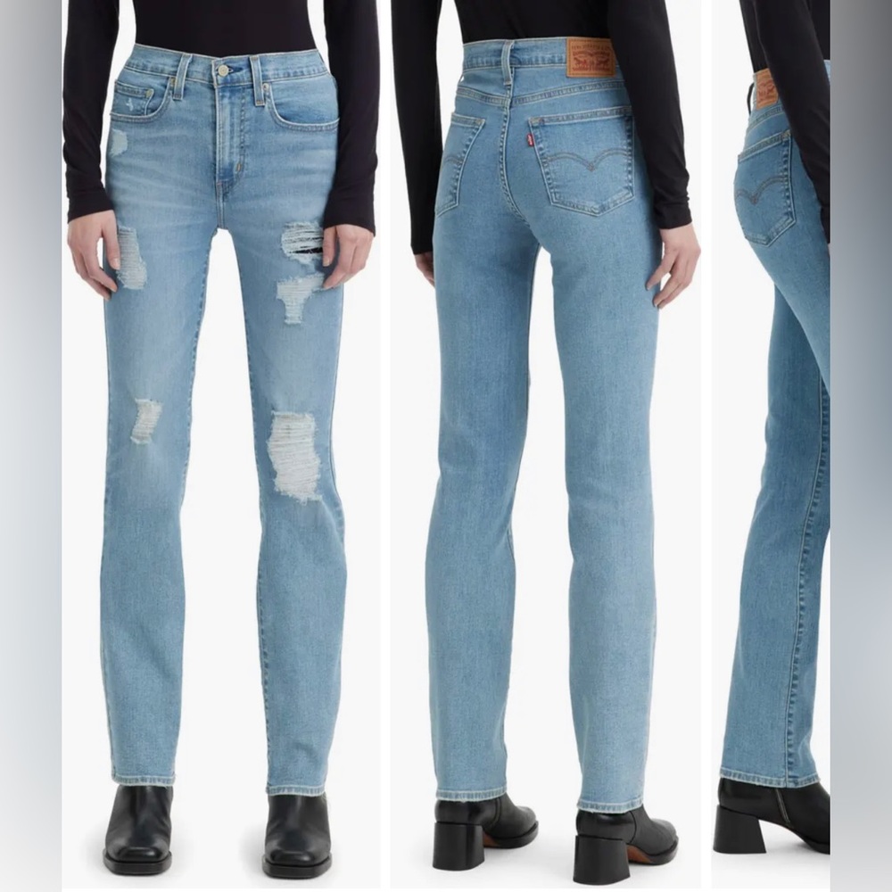 LEVIS - 724 Ripped High Waist Straight Leg Jeans
